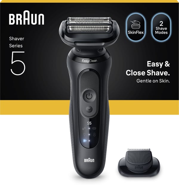 Elektrisk barbermaskine BRAUN Series 5 - Sort - 50 minutters driftstid - Hurtigopladning på 5 minutter