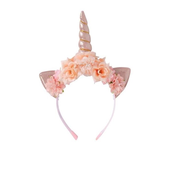 Enhörningshårband - PTIT CLOWN - Rosa modell - Med blommor - För vuxna - Kostymaccessoar