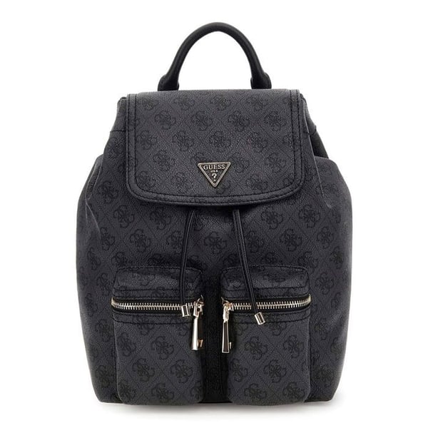 GUESS Ryggsäck för fritid i mörkgrå svart för kvinnor - Manhattan II Flap Backpack Coal Logo 324162