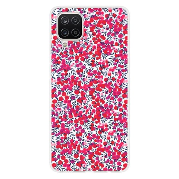 1001Coques - Silikonfodral kompatibelt med Samsung Galaxy A12 5G - Liberty Wiltshire röd mönster - Originaldesign tryckt i Frankrike