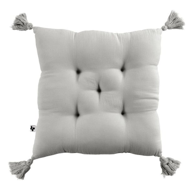 5-punkts vadderad kudde med pompoms "Gaïa" 40 x 40 cm "Cotton Gauze" - Gaïa Nuage