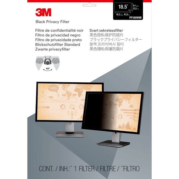 Sekretessfilter - 3M - 47 cm (18,5") - Bredbild 16:9 - Svart - Lätt att installera Sekretessfilter - 3M - 47 cm (18,5") - Bredbild 16:9 - Svart - Lätt att installera