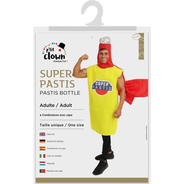 Super Pastis Kostym - LITEN CLOWN - Humoristisk Kostym för Vuxna - Karneval, Halloween, Kostymfest - One Size