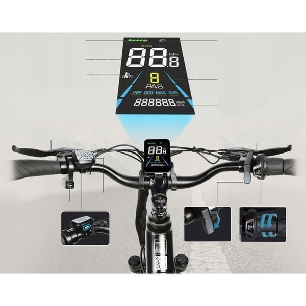SAMEBIKE - RS-A01 Pro-T - Elcykel - Motor 500W - Batteri 36V 15Ah - Max Hastighet 25km/h - 90KM Räckvidd - Vit