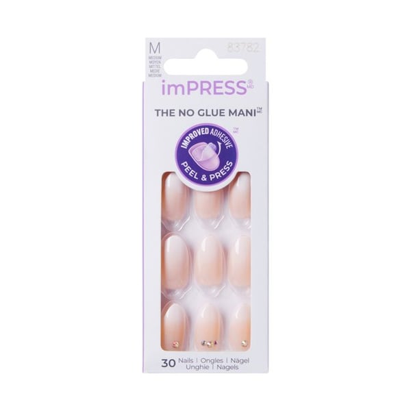 Självhäftande Naglar - KISS - imPRESS KIMM01C - Skugga och Zirkoner - Längd M - Enkel Manikyr