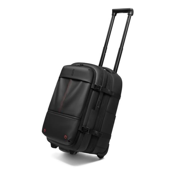 Ryggsäck med trolley | Vakuumförpackad ryggsäck med hjul | Fack för bärbar dator | TSA-låskolv | Svart