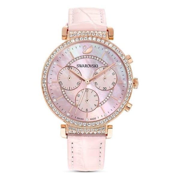 Klocka - SWAROVSKI - Passage Chrono - Rosa läder - Vattentålighet 5 ATM - Kvarts