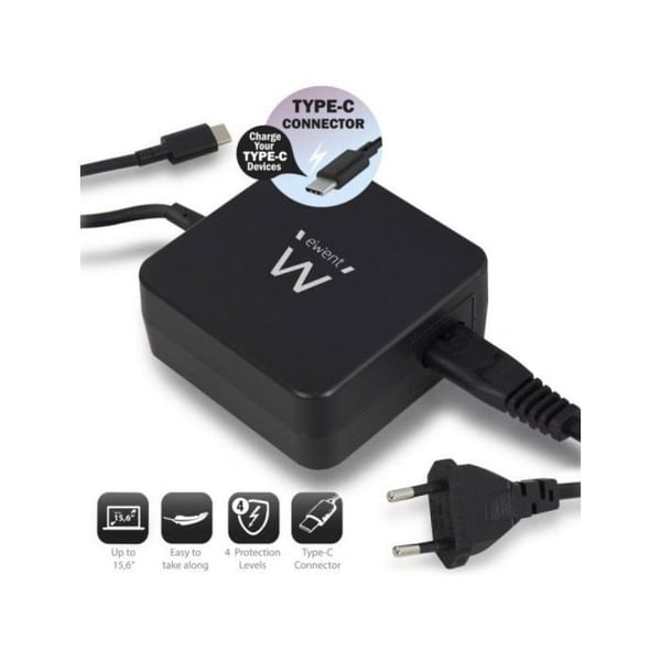 Ewent EW3980 USB Type-C Notebook Laddare Strömadapter 100-240V 65 Watt