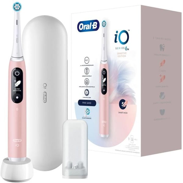 ORAL-B iO Series 6 Pink Sand - Elektrisk Tandborste AI - 5 Lägen - Trycksensor - Bluetooth