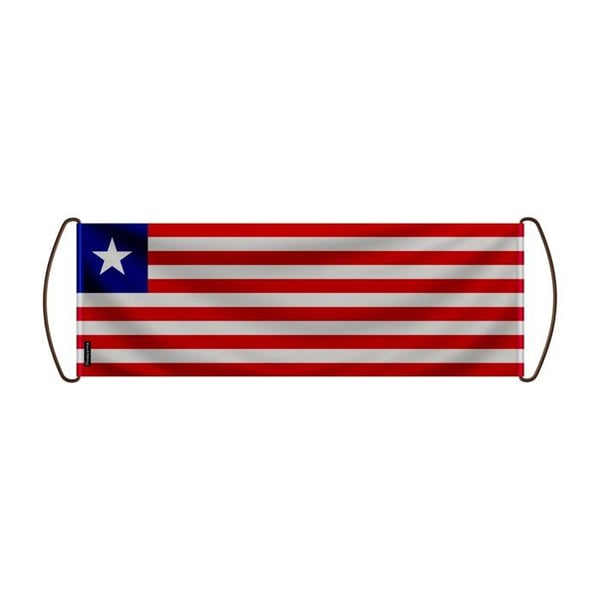 Rullbanner – Liberias flagga – 17 x 50 cm – Polyester – Handflagga – Pixelforma