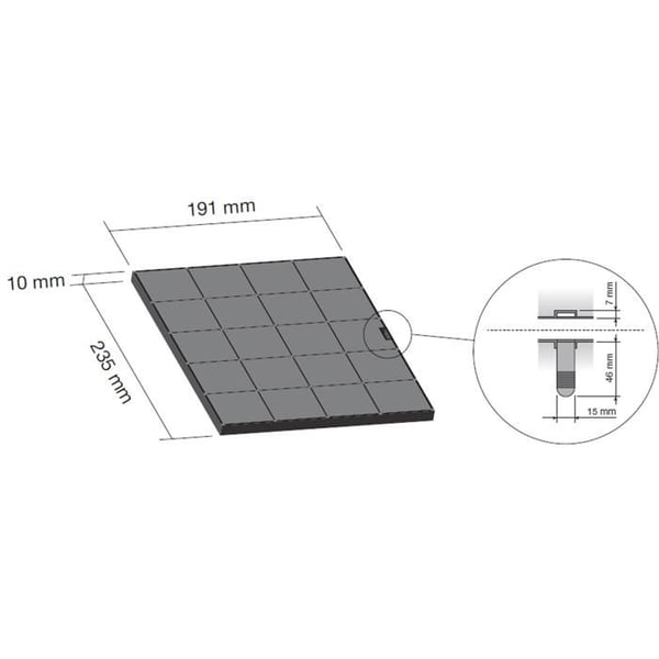 SOS Tillbehör Kolfilter 235x190x10 mm för Fläkt ELECTROLUX 33005521