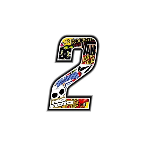 Race Number 2 Sticker Bomb, Tunn, 10 x 7,5