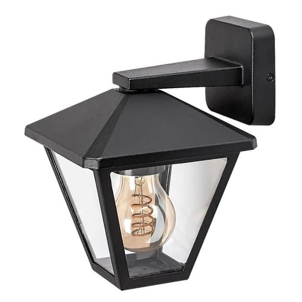 Utomhusvägglampa - RABALUX - Skärm - IP44 - 1xE27 - Aluminium och glas - Svart