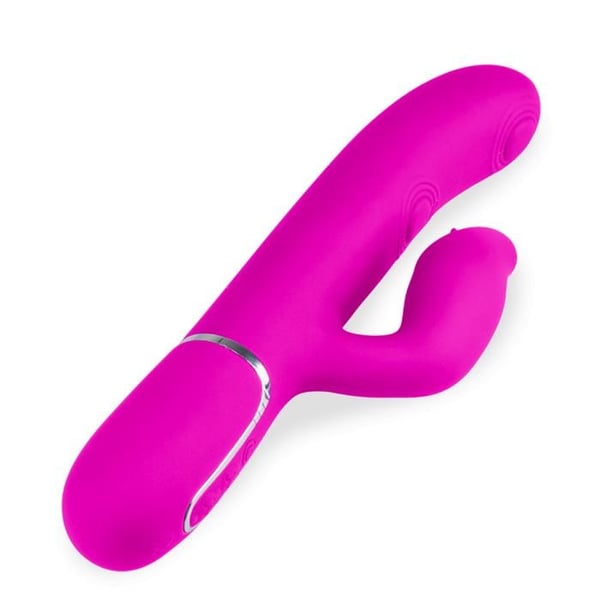 Rabbit vibrator med stöt och tunga - Fuchsia