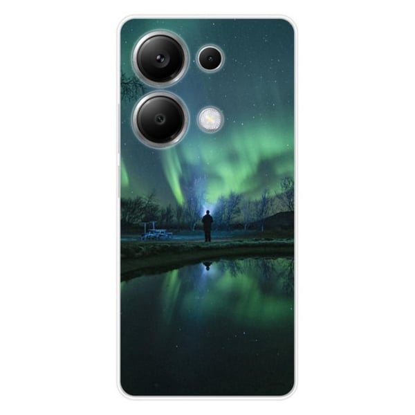 Siliconöverdrag med tryck kompatibelt med Xiaomi Redmi Note 13 Pro 4G Aurores Boréales