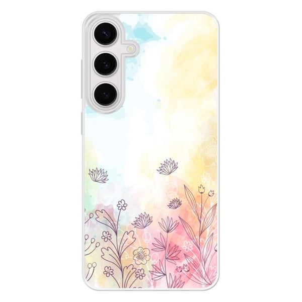 Coque i förstärkt silikon med tryck, kompatibel med Samsung Galaxy S24 FE, akvarellblommor