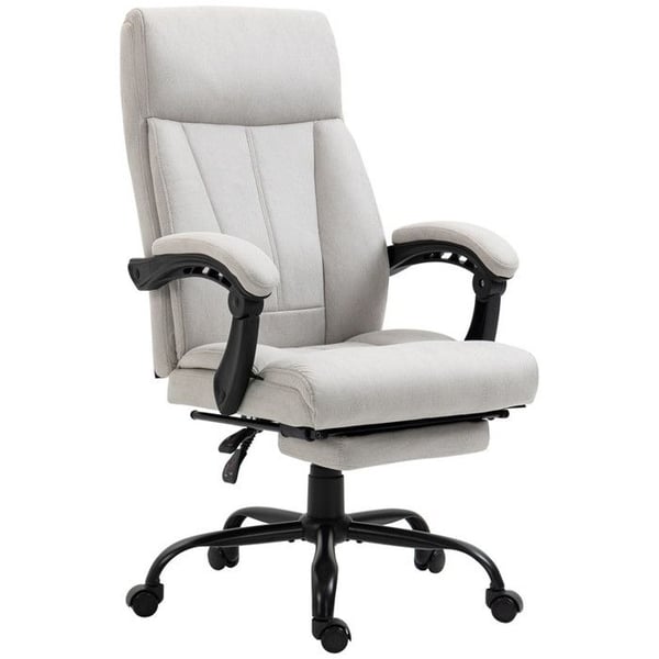Toimistotuoli, ergonominen johtajatuoli korkeussäädettävällä jalatukella, vaaleanharmaa