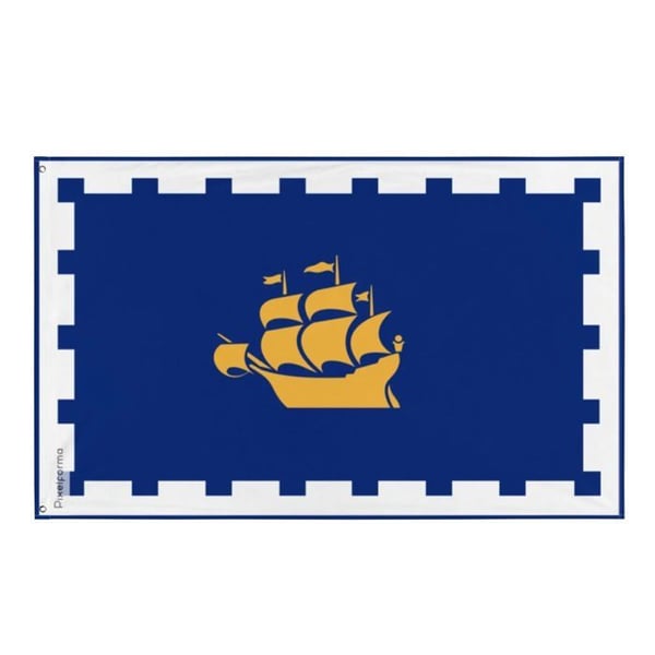 Quebecs flagga – 90 x 150 cm – Hållbar polyester – 2 metallöglor – Inomhus-/Utomhusbruk – Pixelforma