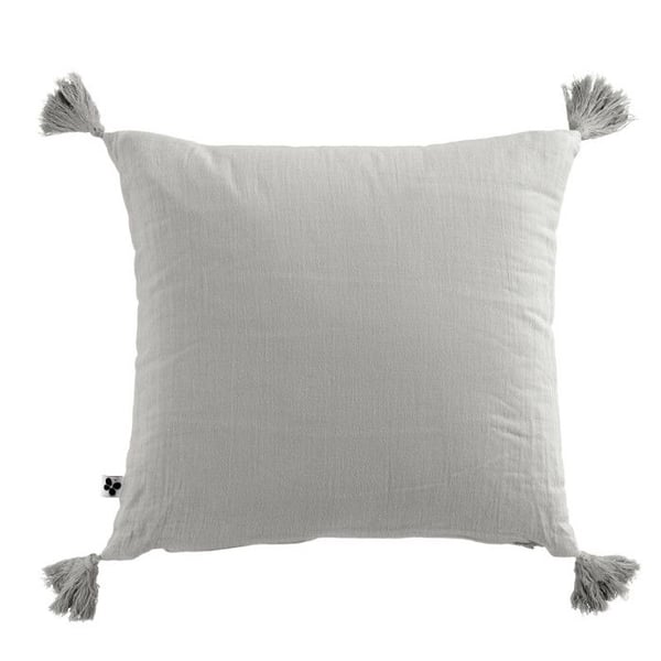 Avtagbart kuddfodral med pompoms "Gaïa" 40 x 40 cm "Cotton Gauze" - Gaïa Nuage