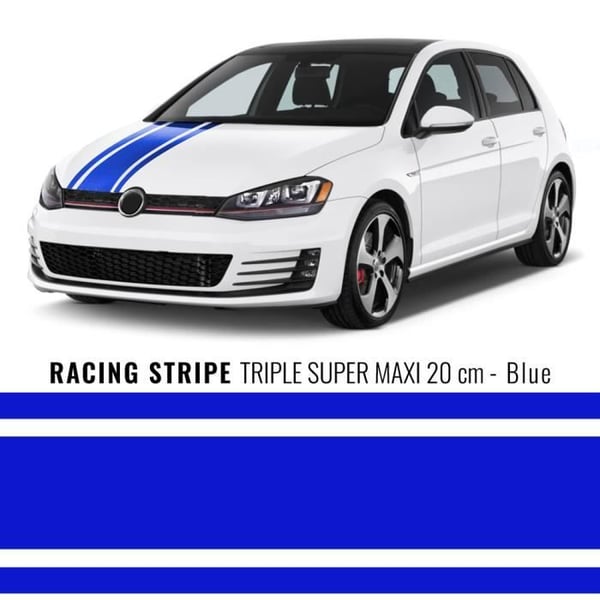 Klistret band - Stripes - 20 cm x 5 mt - Blå - Väderbeständig - Bilanpassning