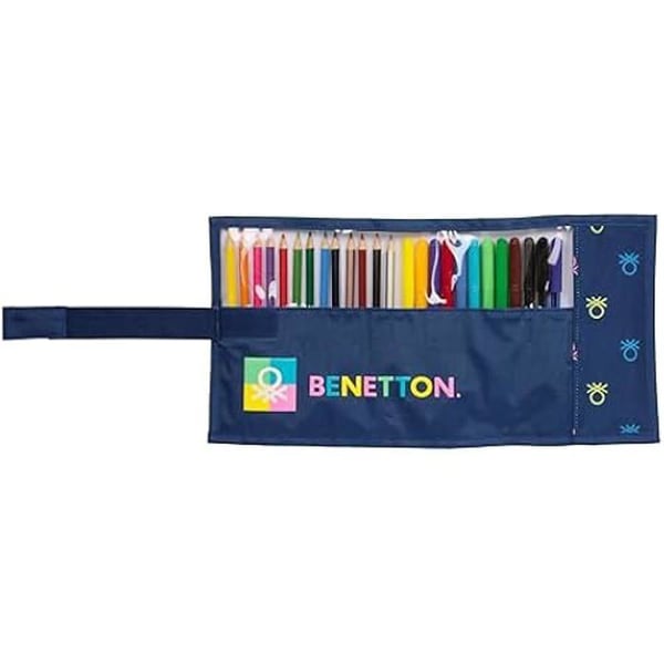 Rullande Pennfodral - SAFTA - Benetton Cool - Blå - Syntetisk - För Barn 5-14 År