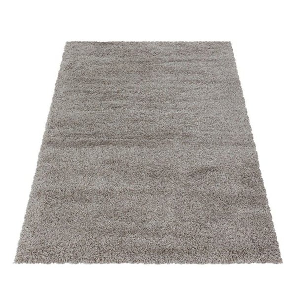 Tjock och mjuk shaggy matta med långa hår på 30 mm för modern vardagsrum och sovrum (Dimension: 120 cm Rund - Färg: Beige)