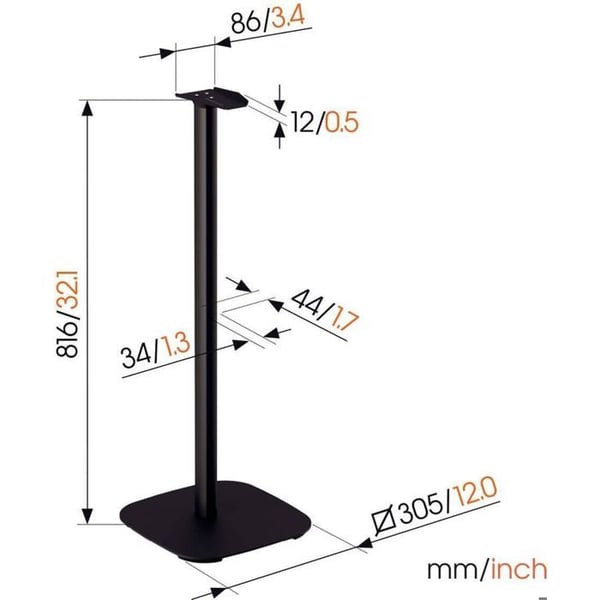 Højttalerstand - VOGEL'S - SFS 4133 - Sort - Til Sonos Era 300 - Højde 82 cm