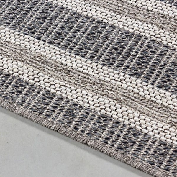 Utomhus terrassmatta - AYYILDIZ - Sisal i korgutseende - Grå - Dubbel kant - 160x230 cm