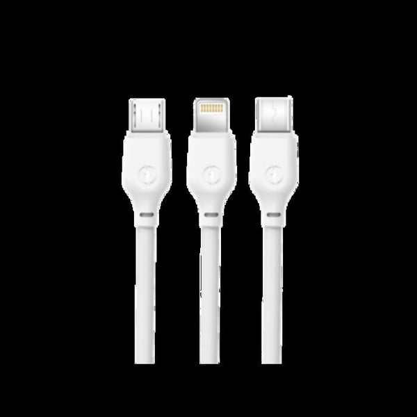 Kabel 3in1 1m 2,1A vit lösvikt - NB103 XO