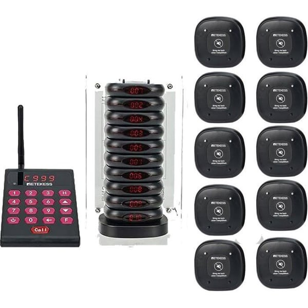 Retekess TD161 Trådlöst Ringningssystem, Restaurang Bipper, Pager System 20 Pager, 500M, 7 Samtalslägen, för Hotell