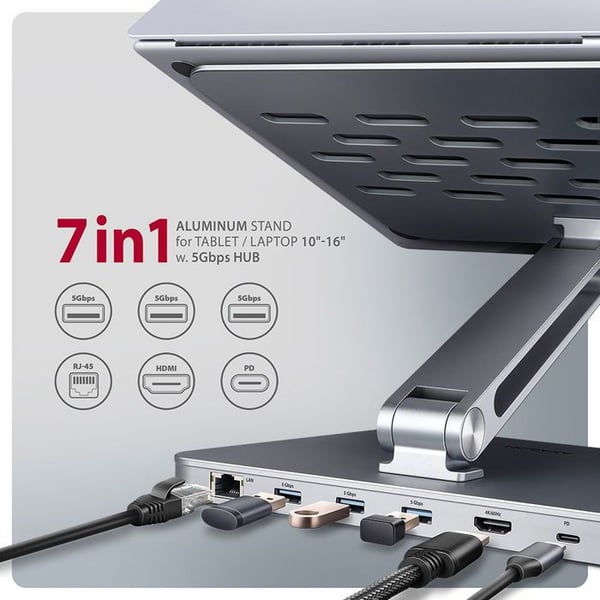 Bärande för laptop - AXAGON - HMC-STND - USB-C - 100W - HDMI 2.0