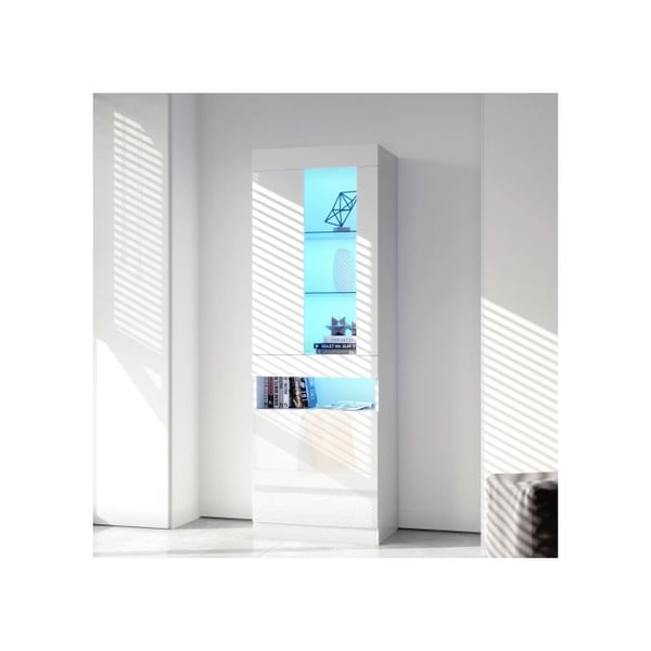 Vitrine - MUVOE - LED-belysning 16 farver - Hvid - 50x40x180 cm - Stue møbel