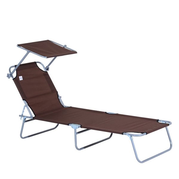 Chaiselong - MUVOE - Sammenklappelig med solbeskyttelse - Metal - Brun - 187x58x36 cm