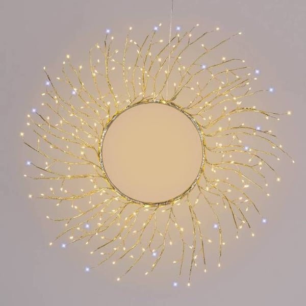 Lysende krone - LOTTI - Lindetræ - 260 mikro LED - Ø60cm - Varm og kold hvid