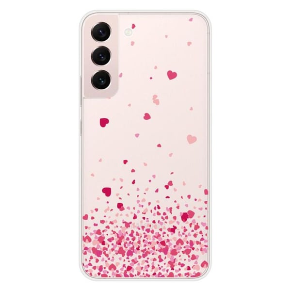 Silicone-skal - Kompatibel med Samsung Galaxy S22 Plus - design med konfetti av rosa hjärtan