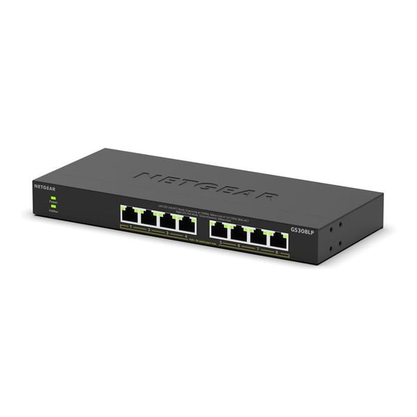 Switch PoE Gigabit - NETGEAR - GS308LP - 8 portar - 123W budget PoE - Icke hanterad