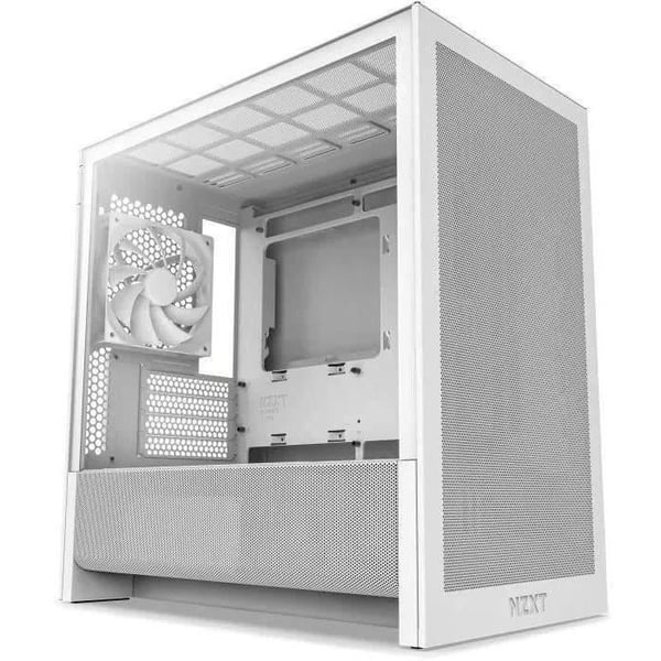 Mellanstor mikro-ATX chassi - NZXT - CC-H31FW-01 - H3 Flow - Vit - Framstående luftflöde - Stöd för stor GPU
