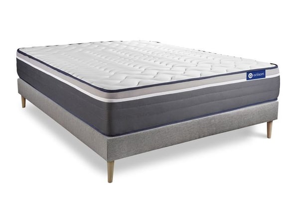 Madrass- och boxspringset 150x190 cm - ActiMemo Plus - Boxspringkit grå