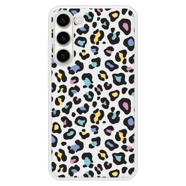 Siliconeförstärkt skal med tryck kompatibelt med Samsung Galaxy S23 Plus Färgglad leopard