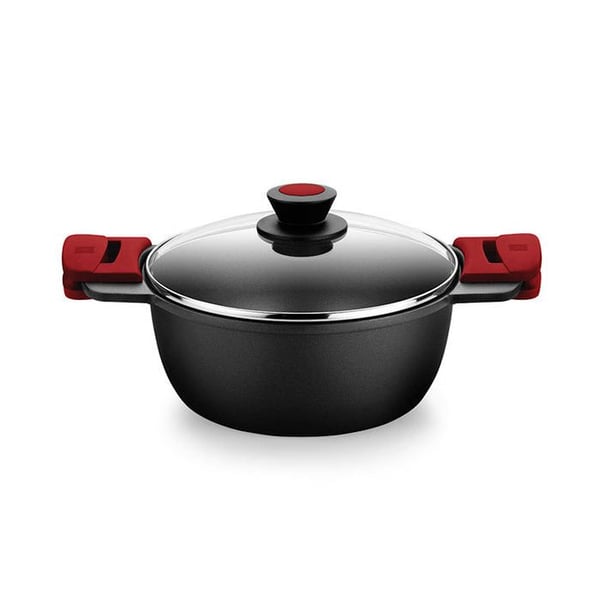 BRA Premiere | 24 cm Hög Aluminiumkastrull, Lager, Förstärkt Non-stick Beläggning, 2 Avtagbara Handtag