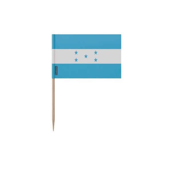 Tandpetare Honduras officiell flagga - 8 cm - 100 stycken - Självhäftande plast - Bambuspett - Pixelforma