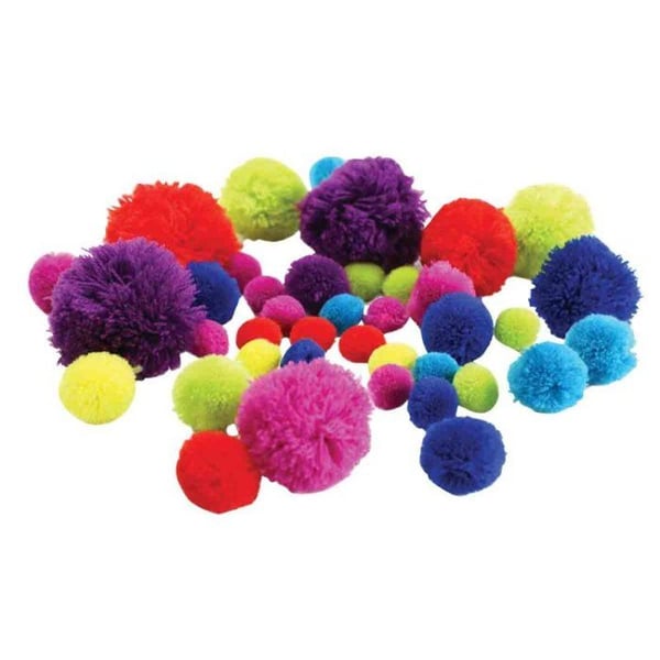 MégaCréa DIY - Pom poms S M L från 1,5 till 5,5 cm Assortiment 45 stycken