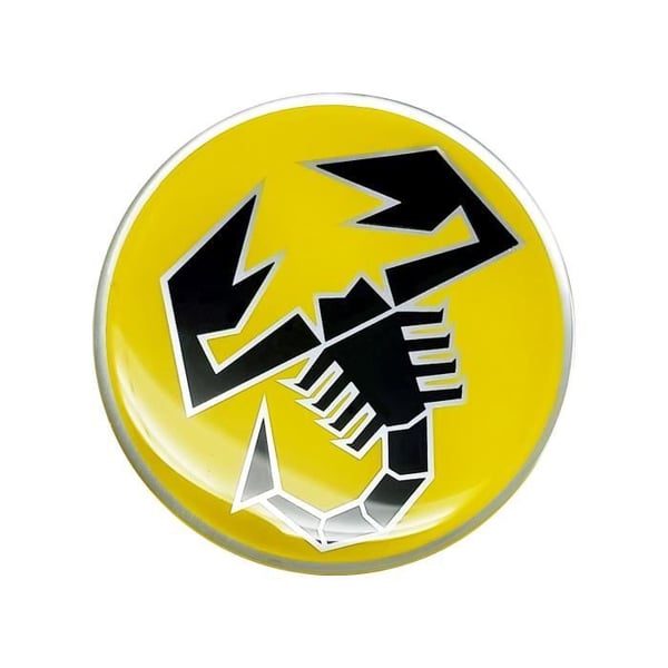 3D-dekal - Abarth - Skorpion - Gul - Diameter 44 mm - Officiell