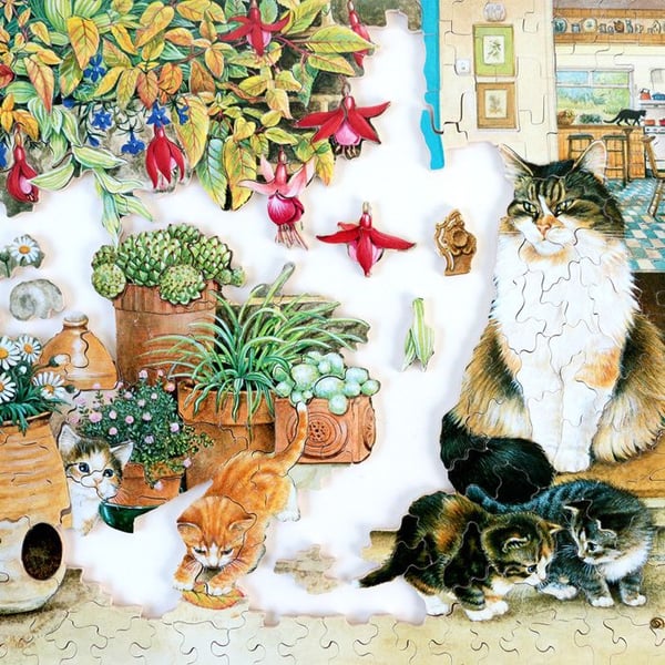 Träkonstpussel - PUZZLE MICHELE WILSON - AGNEATHA OCH HENNES KATTUNGAR HC - 350 bitar - Handgjord i Frankrike - 29 x 24 cm