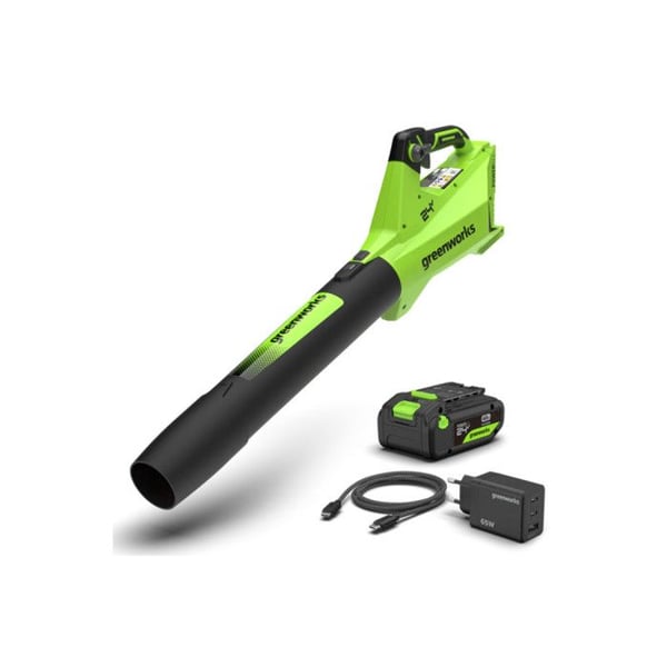 Blæser 24V GREENWORKS - 177 km/t - Batteri 4,0Ah og oplader - BL24L411-01