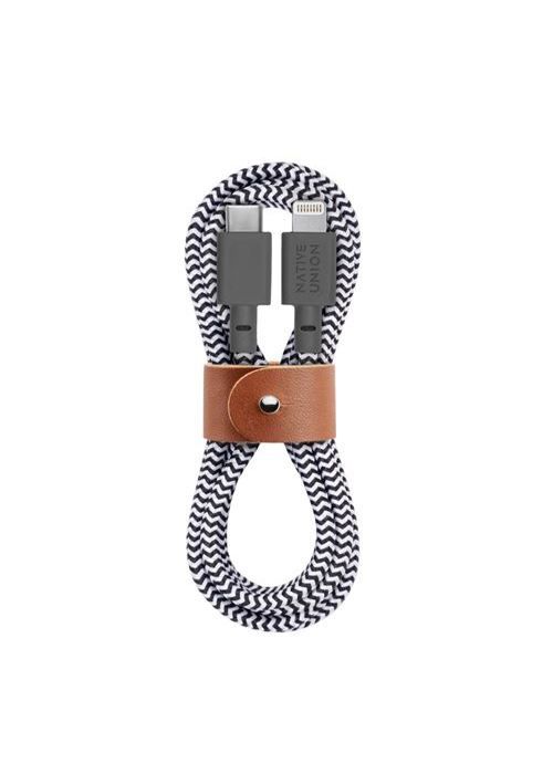 USB-C till Lightning-kabel - Native Union - Eco Belt - 1.2m - Zebra - Laddningskabel
