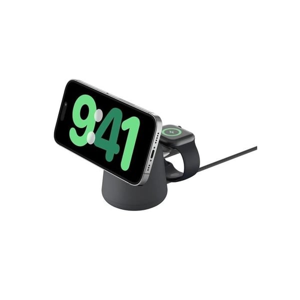 Laddstation - MagSafe - 2-i-1 - Snabbladdning - Laddning av AirPods - Grå/Svart