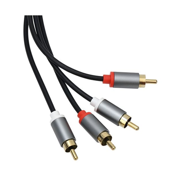 Ljudkabel 2 RCA till 2 RCA Dubbel Skärmad med Guldpläterade Kontakter 3m Svart