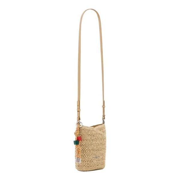 Damplånbok - DESIGUAL - Half Logo Raffia Helene - Raffia - Beige/Vit - Flera fickor