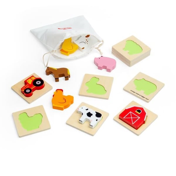 Sensorisk pussel - BIGJIGS TOYS - Bondgård Känn och Hitta Pussel - 10 bitar - För barn från 10 månader - Flerfärgad